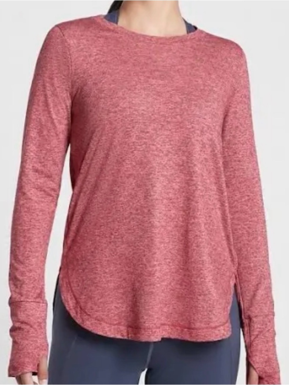 Athleta Pink/red Long-Sleeve Women's Crewneck Top